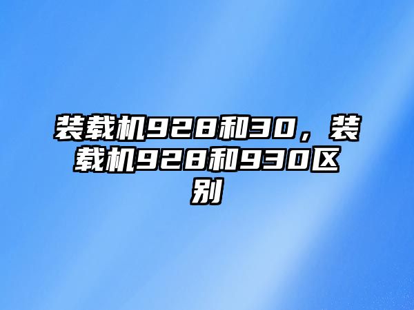 裝載機(jī)928和30，裝載機(jī)928和930區(qū)別