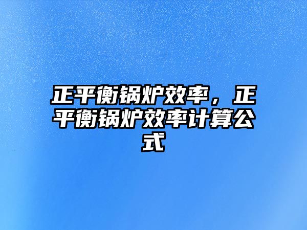 正平衡鍋爐效率，正平衡鍋爐效率計(jì)算公式