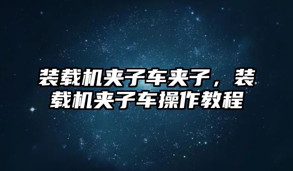 裝載機夾子車夾子，裝載機夾子車操作教程