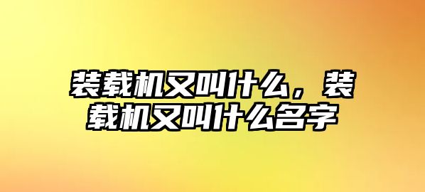 裝載機(jī)又叫什么，裝載機(jī)又叫什么名字