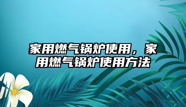 家用燃氣鍋爐使用，家用燃氣鍋爐使用方法