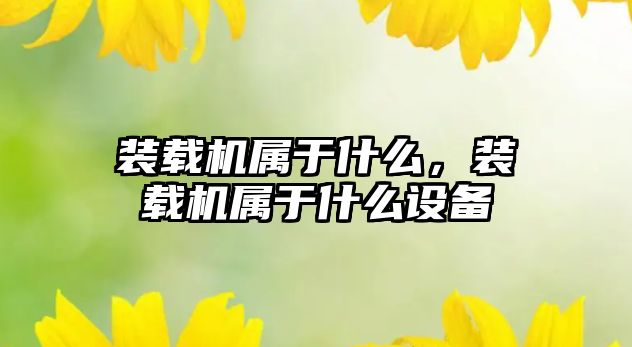 裝載機屬于什么，裝載機屬于什么設備