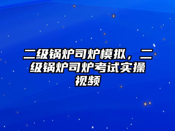 二級鍋爐司爐模擬，二級鍋爐司爐考試實操視頻