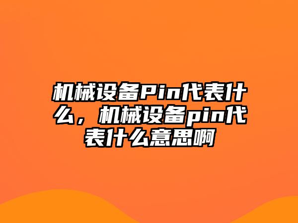 機(jī)械設(shè)備Pin代表什么，機(jī)械設(shè)備pin代表什么意思啊