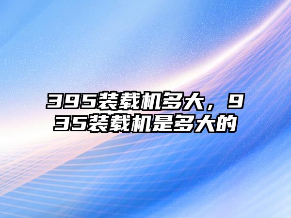 395裝載機多大，935裝載機是多大的