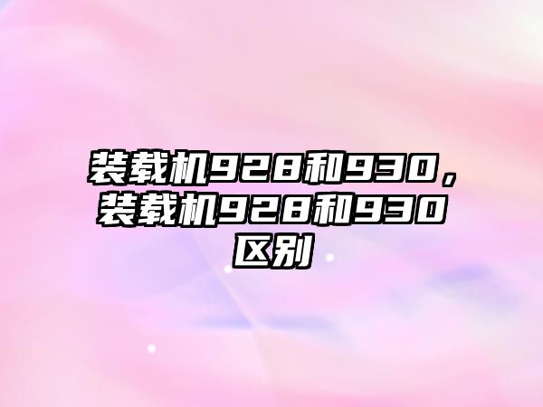 裝載機928和930，裝載機928和930區(qū)別