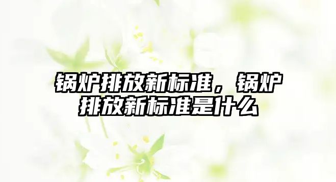 鍋爐排放新標準，鍋爐排放新標準是什么