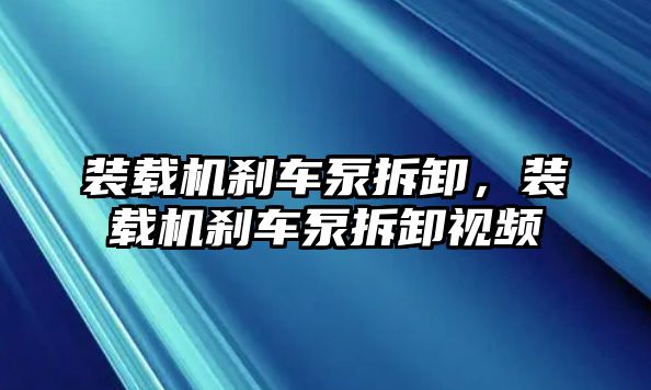 裝載機(jī)剎車泵拆卸，裝載機(jī)剎車泵拆卸視頻