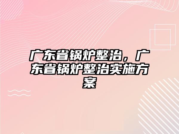 廣東省鍋爐整治，廣東省鍋爐整治實施方案