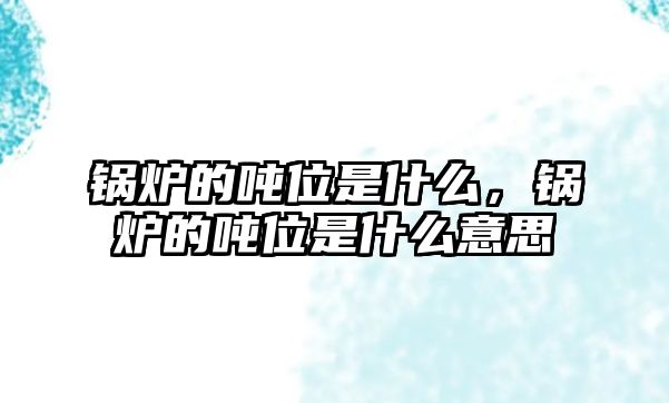 鍋爐的噸位是什么，鍋爐的噸位是什么意思