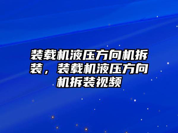 裝載機(jī)液壓方向機(jī)拆裝，裝載機(jī)液壓方向機(jī)拆裝視頻