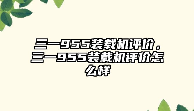 三一955裝載機(jī)評(píng)價(jià)，三一955裝載機(jī)評(píng)價(jià)怎么樣