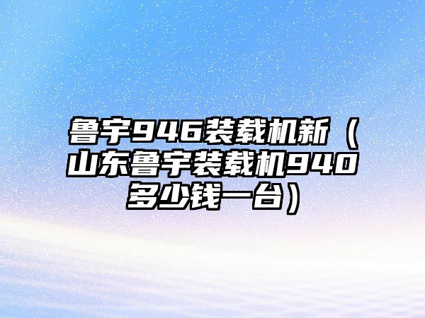 魯宇946裝載機新（山東魯宇裝載機940多少錢一臺）