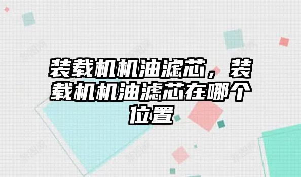 裝載機機油濾芯，裝載機機油濾芯在哪個位置