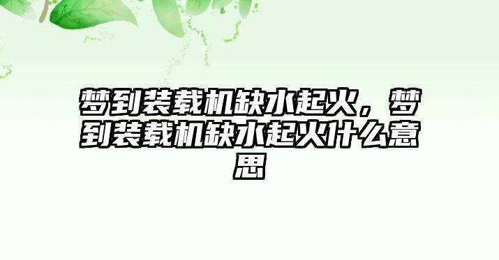 夢(mèng)到裝載機(jī)缺水起火，夢(mèng)到裝載機(jī)缺水起火什么意思