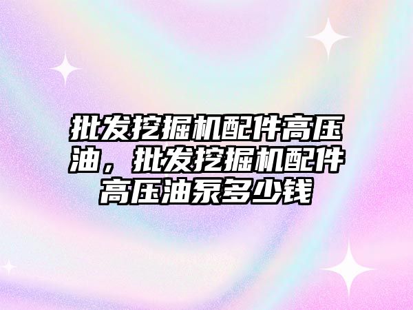 批發(fā)挖掘機配件高壓油，批發(fā)挖掘機配件高壓油泵多少錢