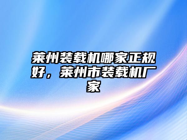 萊州裝載機哪家正規(guī)好，萊州市裝載機廠家