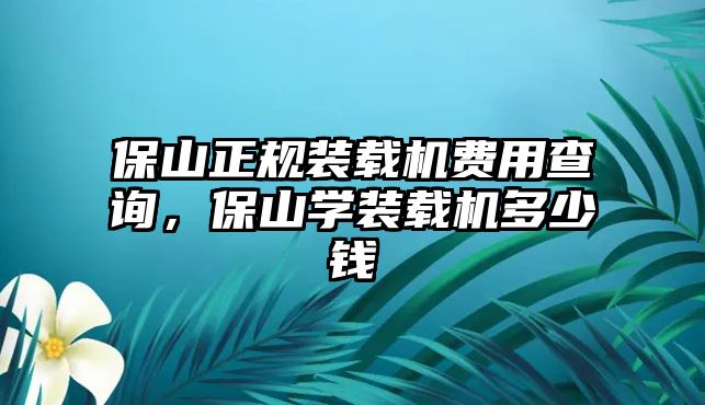 保山正規(guī)裝載機(jī)費用查詢，保山學(xué)裝載機(jī)多少錢