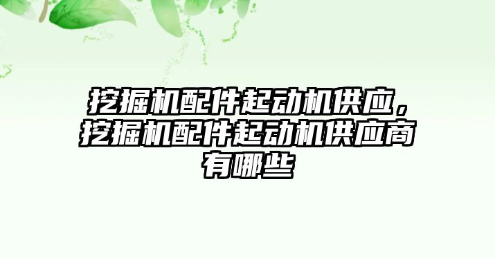 挖掘機配件起動機供應(yīng)，挖掘機配件起動機供應(yīng)商有哪些