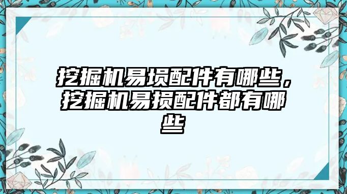 挖掘機易塤配件有哪些，挖掘機易損配件都有哪些