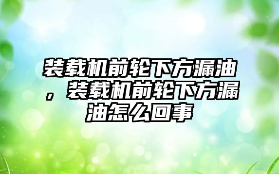 裝載機(jī)前輪下方漏油，裝載機(jī)前輪下方漏油怎么回事