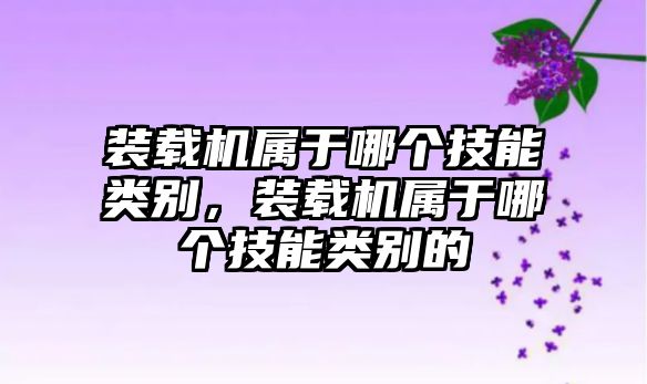 裝載機屬于哪個技能類別，裝載機屬于哪個技能類別的