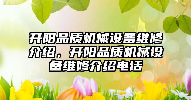 開陽品質(zhì)機械設備維修介紹，開陽品質(zhì)機械設備維修介紹電話