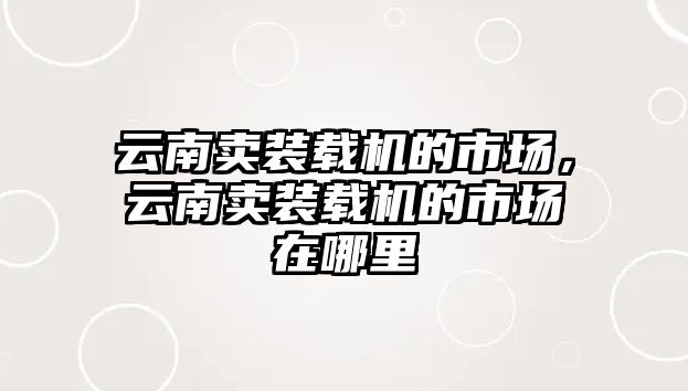 云南賣裝載機(jī)的市場(chǎng)，云南賣裝載機(jī)的市場(chǎng)在哪里