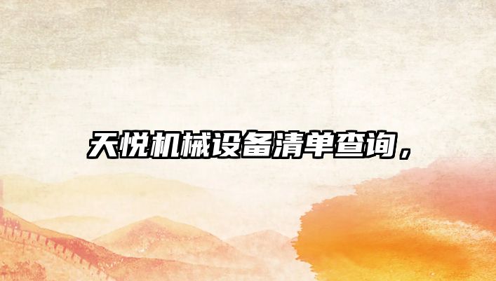 天悅機械設(shè)備清單查詢，