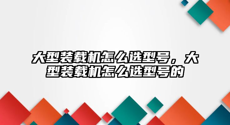 大型裝載機怎么選型號，大型裝載機怎么選型號的