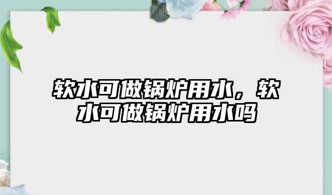 軟水可做鍋爐用水，軟水可做鍋爐用水嗎