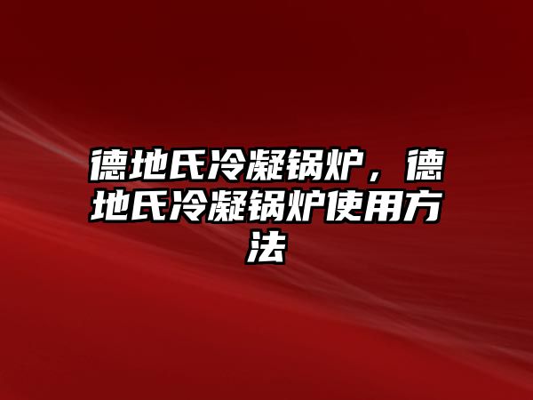 德地氏冷凝鍋爐，德地氏冷凝鍋爐使用方法