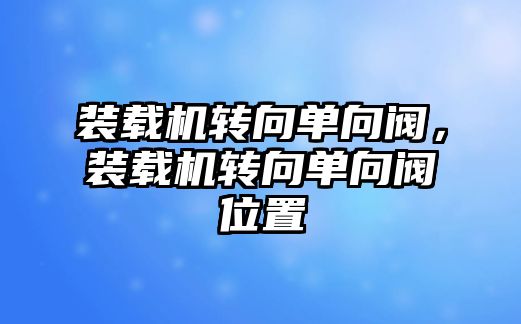 裝載機轉(zhuǎn)向單向閥，裝載機轉(zhuǎn)向單向閥位置