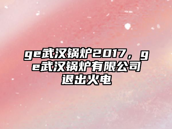 ge武漢鍋爐2017，ge武漢鍋爐有限公司退出火電