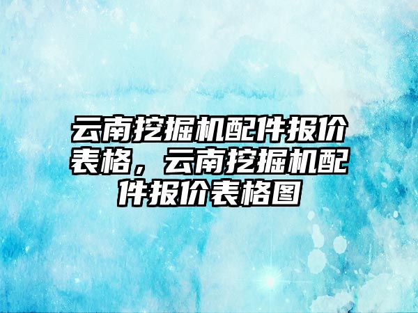 云南挖掘機配件報價表格，云南挖掘機配件報價表格圖