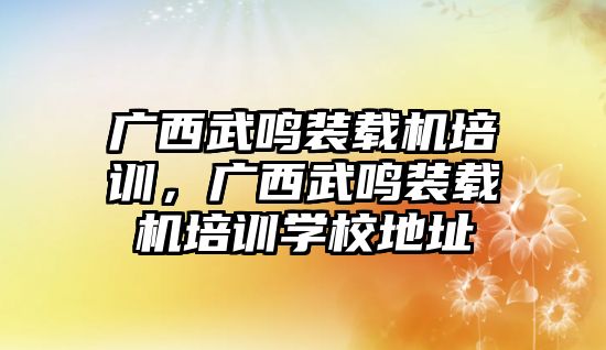 廣西武鳴裝載機(jī)培訓(xùn)，廣西武鳴裝載機(jī)培訓(xùn)學(xué)校地址