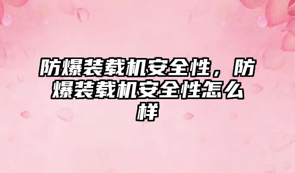 防爆裝載機安全性，防爆裝載機安全性怎么樣