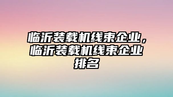 臨沂裝載機線束企業(yè)，臨沂裝載機線束企業(yè)排名