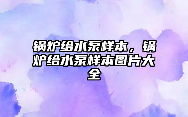 鍋爐給水泵樣本，鍋爐給水泵樣本圖片大全