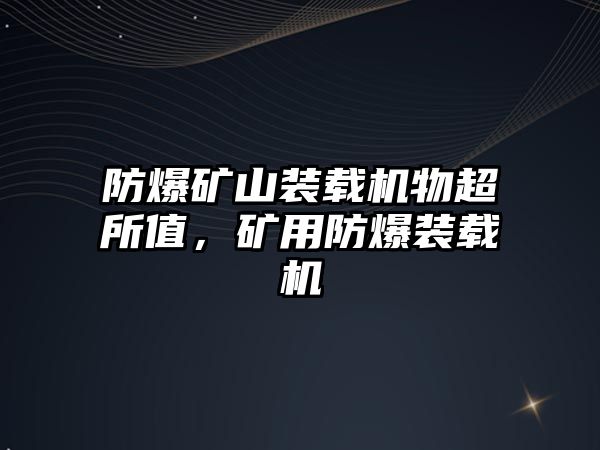 防爆礦山裝載機物超所值，礦用防爆裝載機