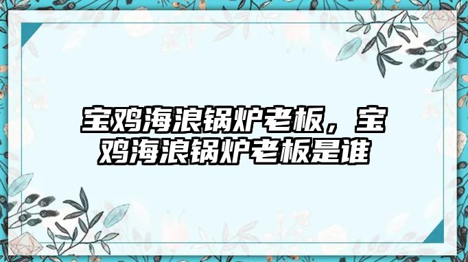 寶雞海浪鍋爐老板，寶雞海浪鍋爐老板是誰