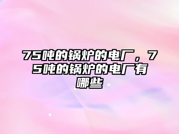 75噸的鍋爐的電廠，75噸的鍋爐的電廠有哪些