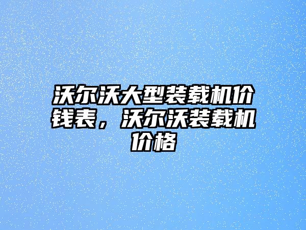 沃爾沃大型裝載機價錢表，沃爾沃裝載機價格