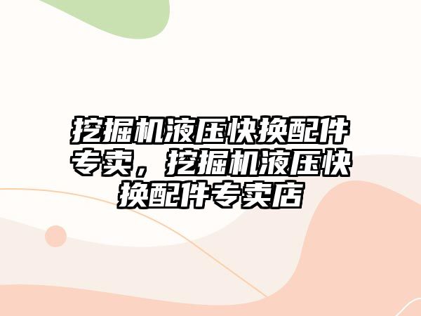 挖掘機液壓快換配件專賣，挖掘機液壓快換配件專賣店