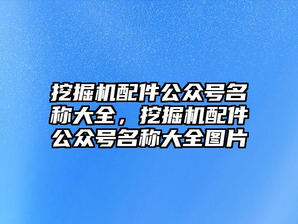 挖掘機配件公眾號名稱大全，挖掘機配件公眾號名稱大全圖片