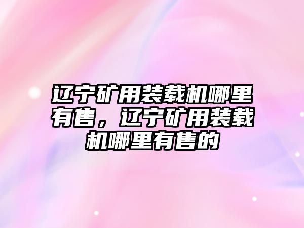 遼寧礦用裝載機哪里有售，遼寧礦用裝載機哪里有售的