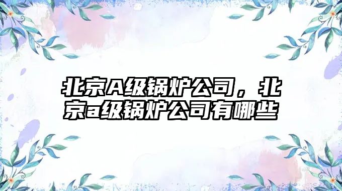 北京A級鍋爐公司，北京a級鍋爐公司有哪些