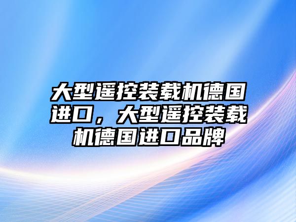 大型遙控裝載機(jī)德國進(jìn)口，大型遙控裝載機(jī)德國進(jìn)口品牌