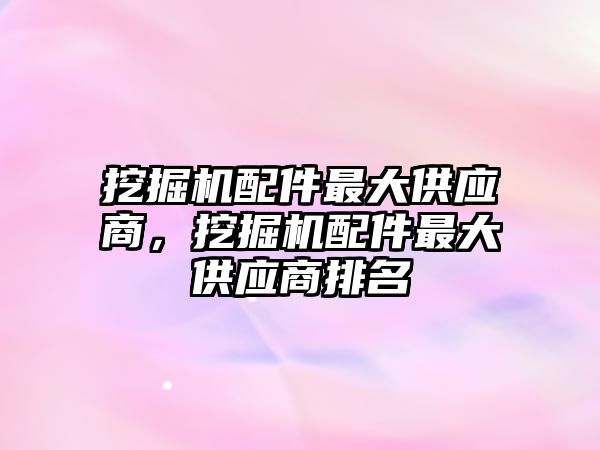 挖掘機配件最大供應商，挖掘機配件最大供應商排名