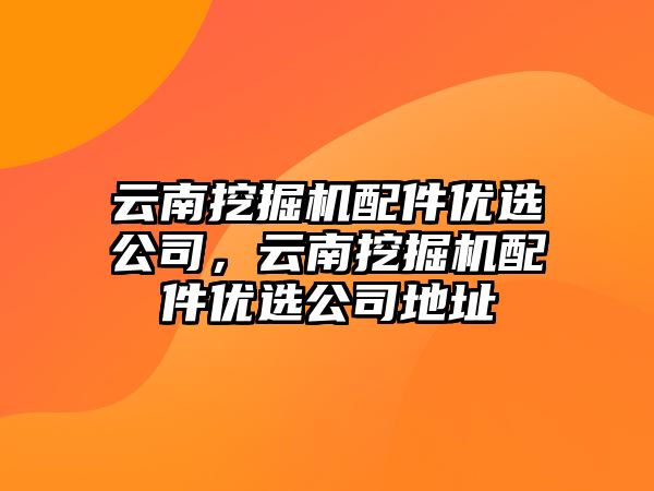 云南挖掘機配件優(yōu)選公司，云南挖掘機配件優(yōu)選公司地址